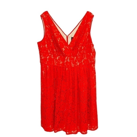 Adrianna Papell Dress Women's Size 20 Orange Lace V-Neck Sleeveless Formal New - Picture 3 of 10